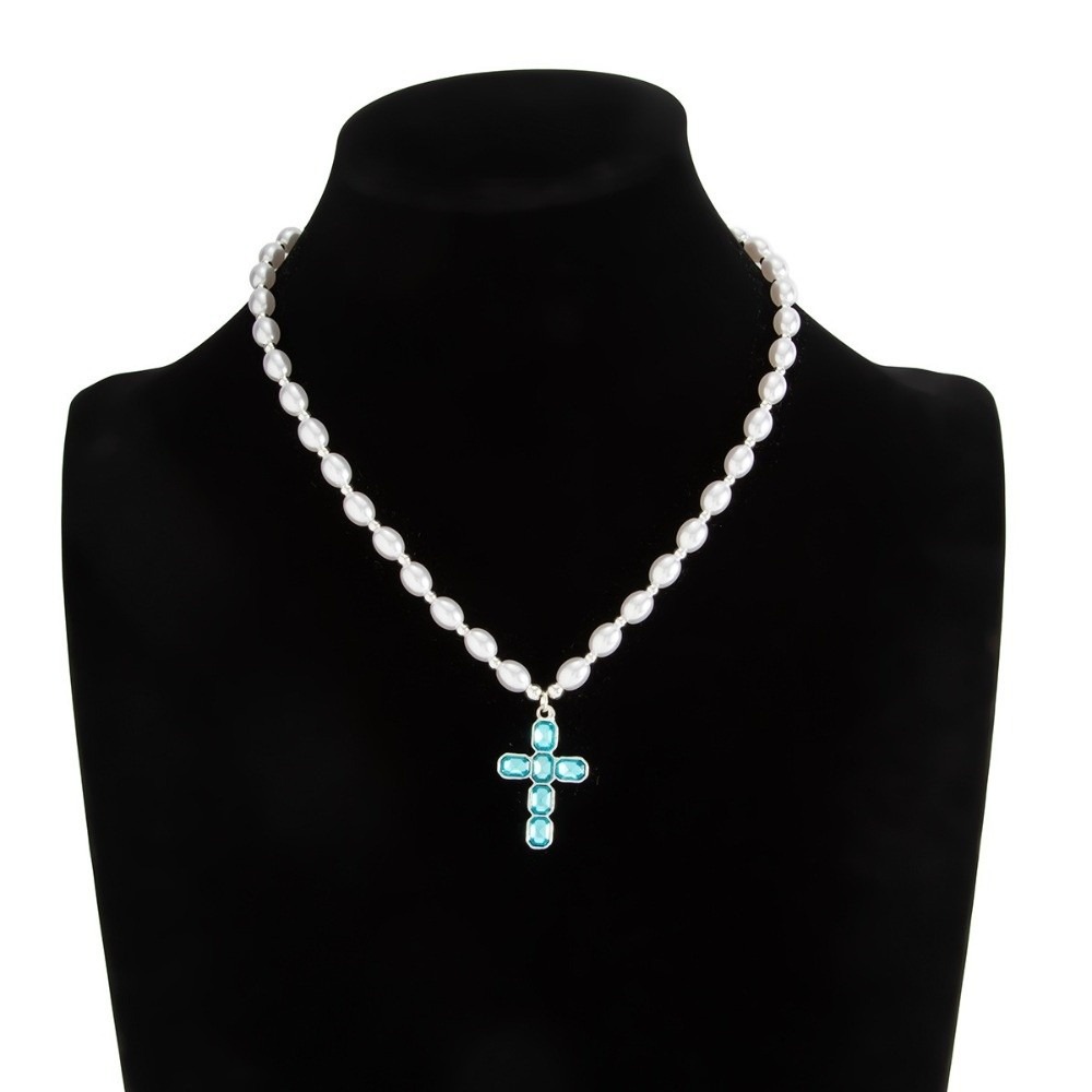 Silver Bead Clasps For Pearl Necklace - New Cross Pendant Pendant Necklace Pearl