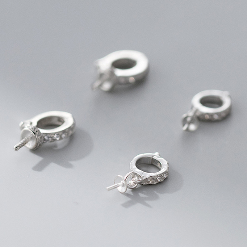 Silver Bead Clasps For Pearl Necklace - 1pc 925 Sterling Silver AAA Zircon