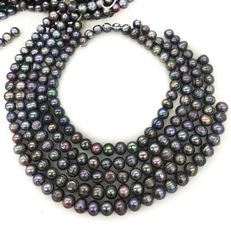 Natural Freshwater Pearl Strand Loose Beads - Wholesale 16 inches 10-11mm Black Natural
