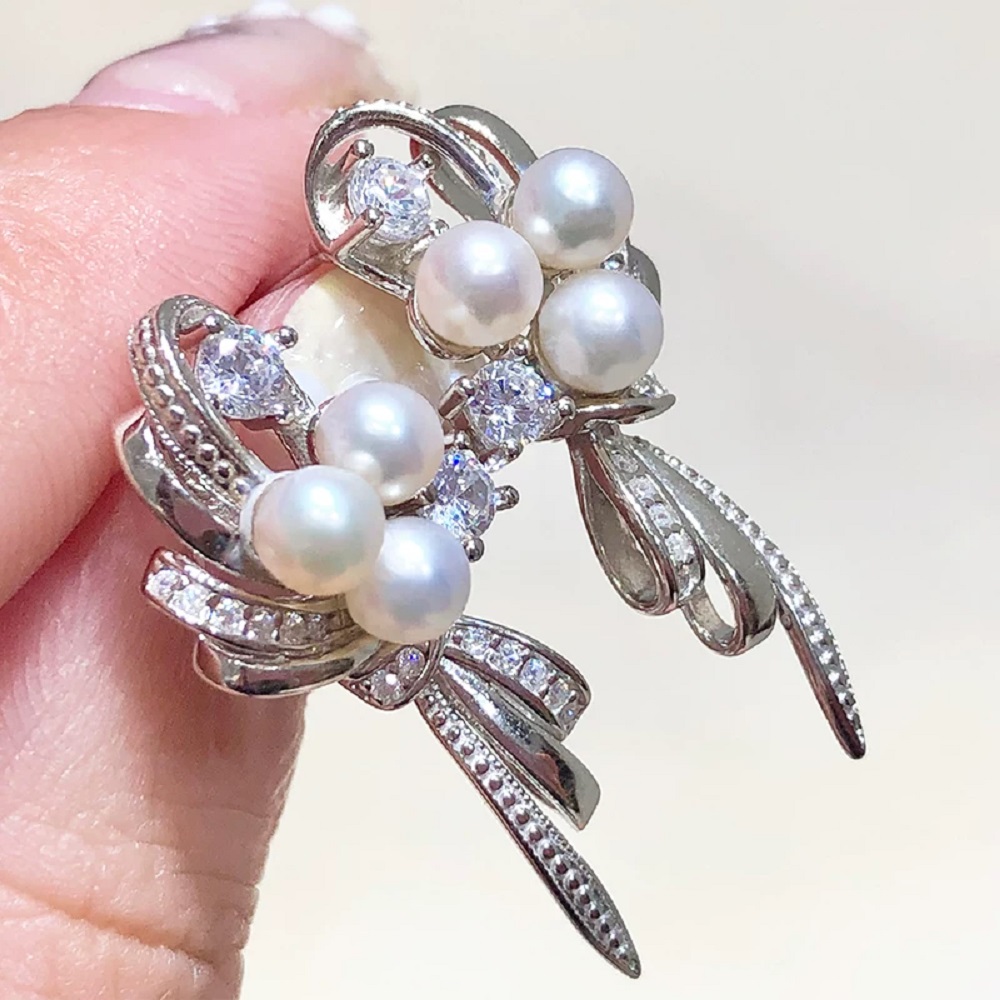 Akoya Pearl Stud Earrings Sterling Silver - Natural pearl earrings AAAA4-5mm new 925