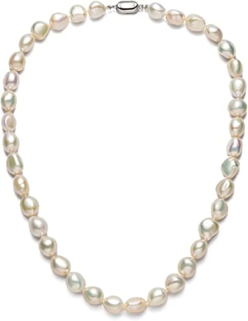 Freshwater Cultured Pearl Necklace 8-9Mm - Baroque Pearl Necklace for Women 8-9mm
