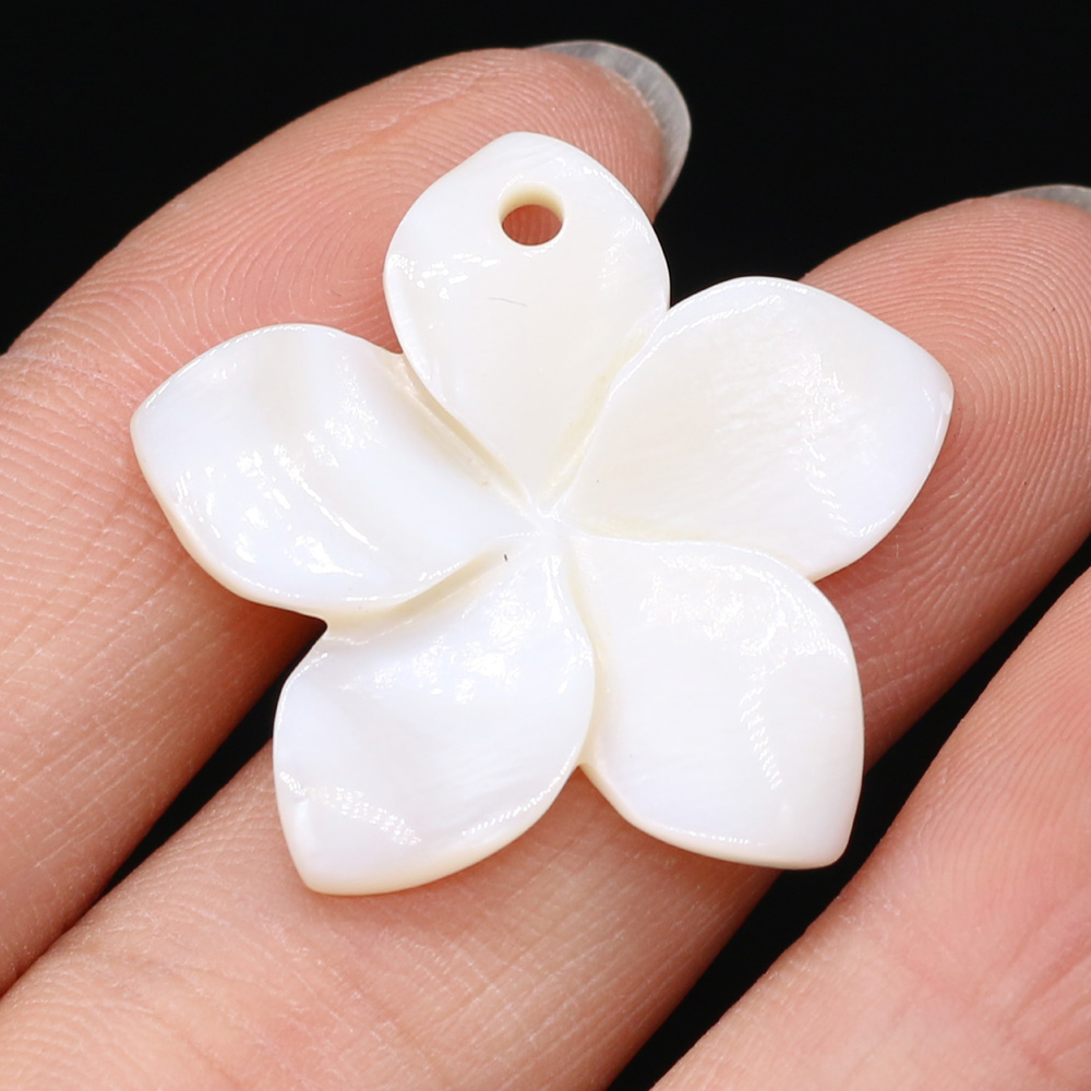 Mother Of Pearl Shell Pendant Necklace - 5pcs Natural Flower White Flower Shell