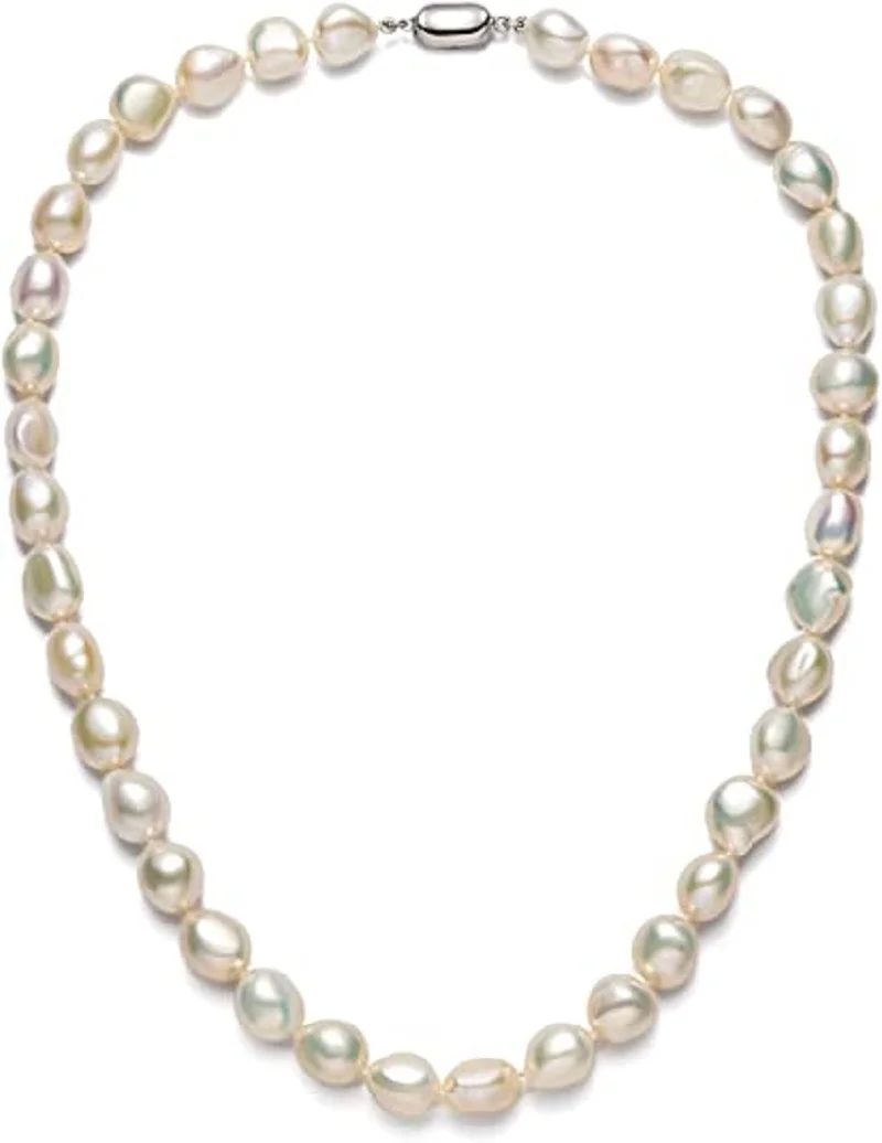 Freshwater Cultured Pearl Necklace 8-9Mm - Baroque Pearl Necklace for Women 8-9mm
