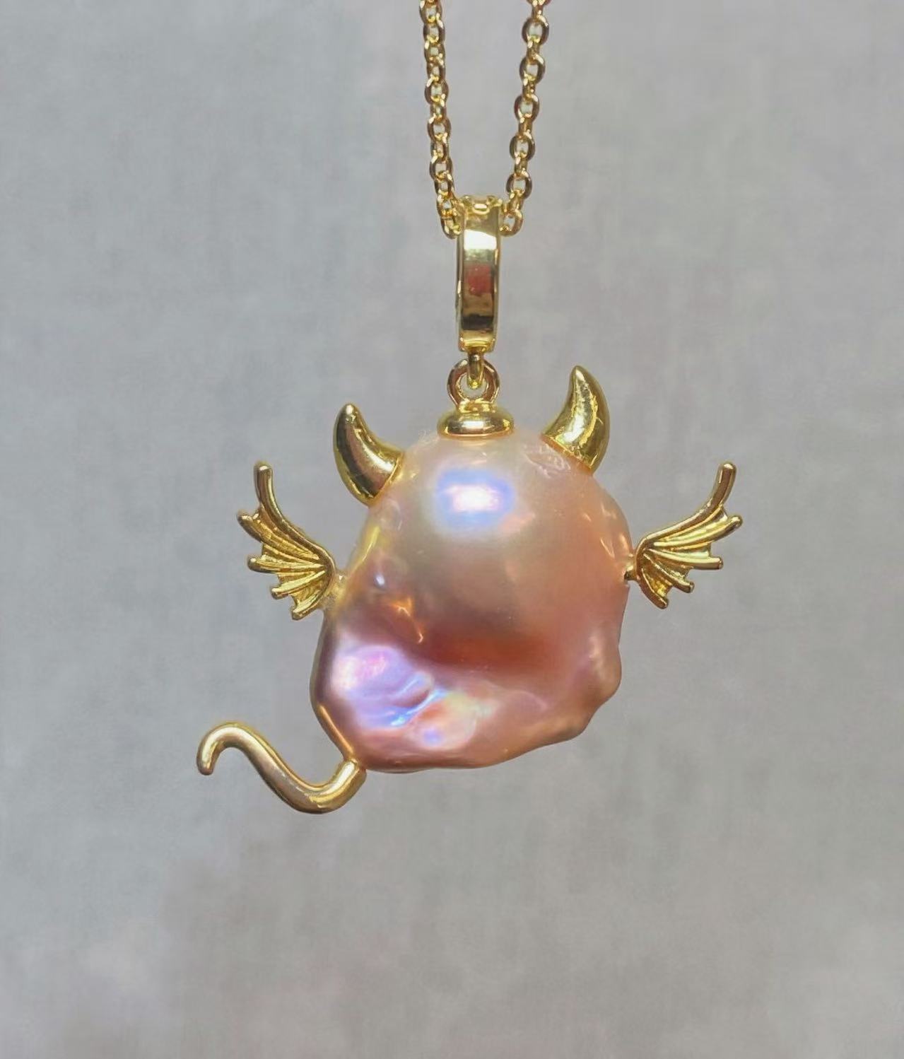 Baroque Pearl Pendant Necklace Gold - 14K Gold Plated Natural Baroque Pearl