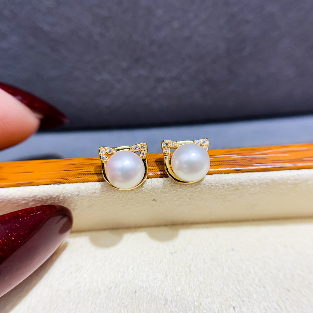 Akoya Pearl Stud Earrings Sterling Silver - AAAA mini 6-7mm 7-8mm Japan akoya