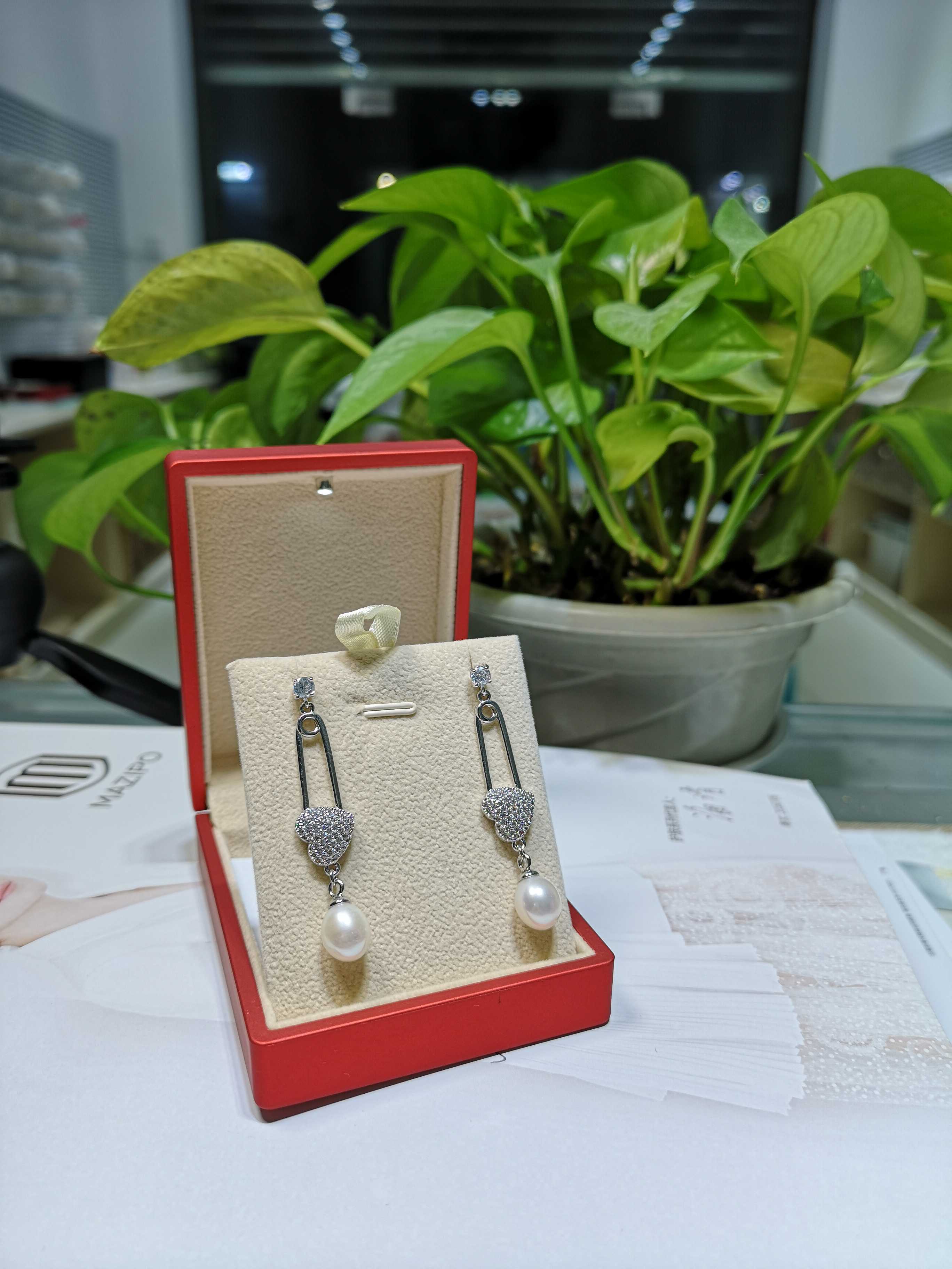 Akoya Pearl Stud Earrings Sterling Silver - Natural Pearl Earrings, Love Earrings, Pin
