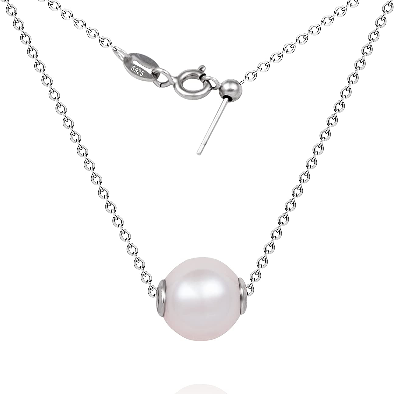 Freshwater Cultured Pearl Necklace 8-9Mm - New 925 Sterling Silver Single AAAA