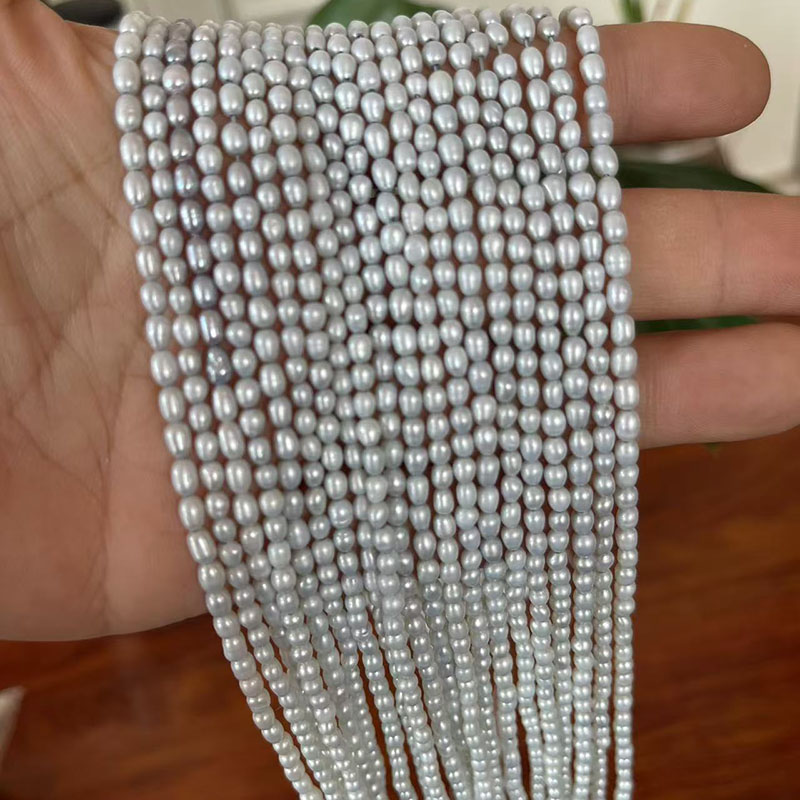 Natural Freshwater Pearl Strand Loose Beads - Wholesale 16 inches 3-4mm Natural Rice