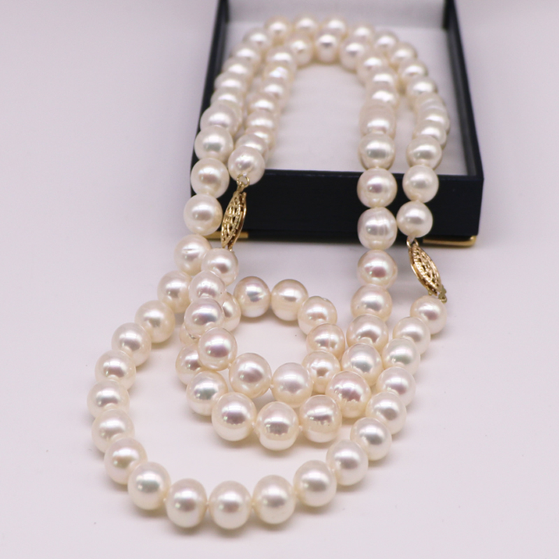 Freshwater Cultured Pearl Necklace 8-9Mm - HOOZZ.P 8-9mm White Natural Freshwater Cultured