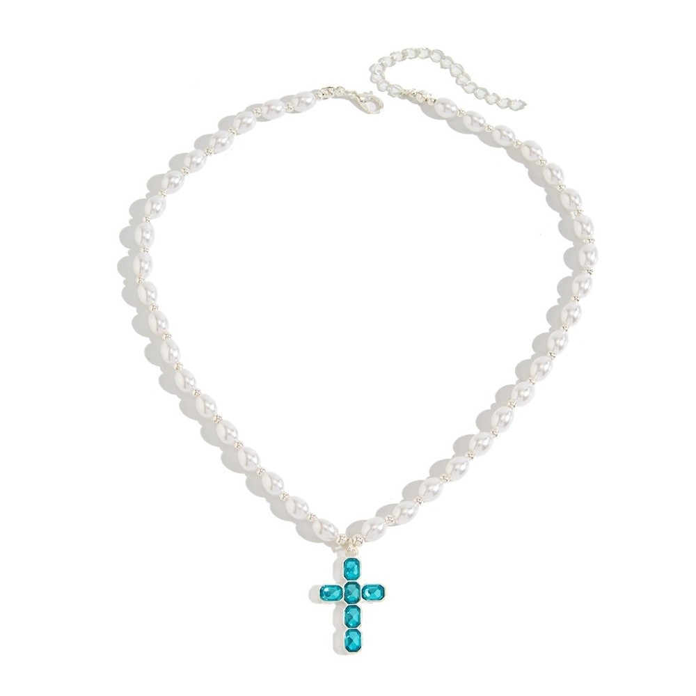 Silver Bead Clasps For Pearl Necklace - Fashion Cross Pendant Pendant Necklace Pearl