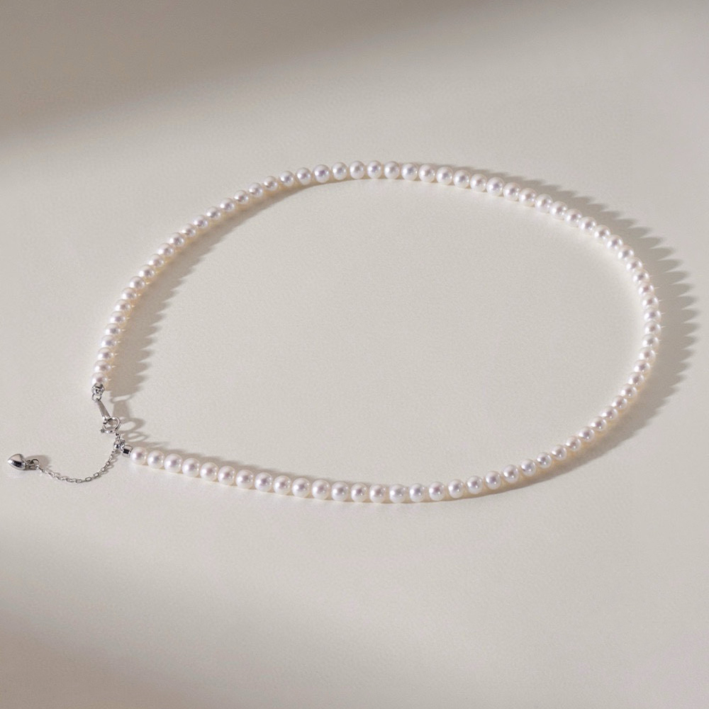 Silver Bead Clasps For Pearl Necklace - White and Clean 4-5mm Round Natural