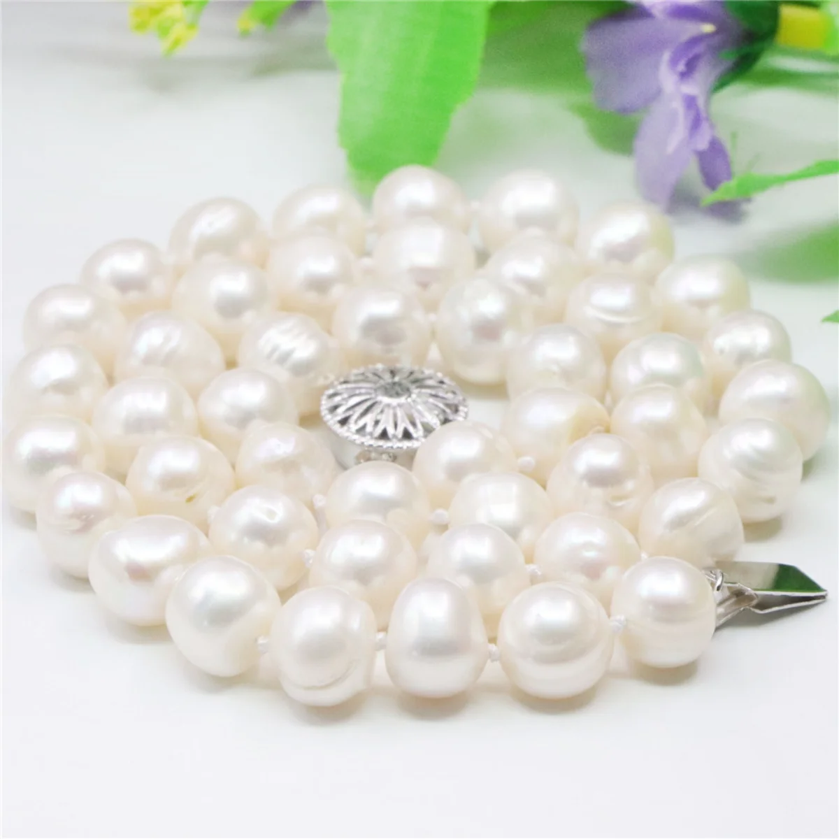 Freshwater Cultured Pearl Necklace 8-9Mm - 7-8/8-9mm Near Round White Akoya Cultured