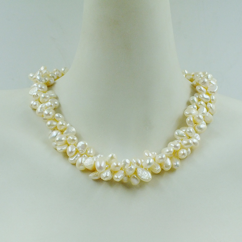 Freshwater Cultured Pearl Necklace 8-9Mm - 3-strand 8-9mm AAA 100% natural white