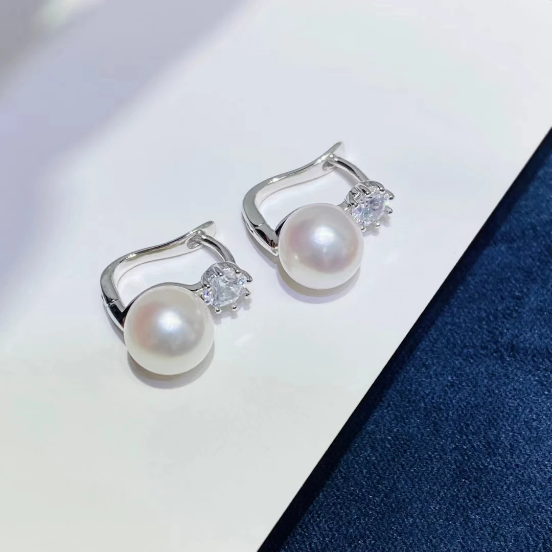 Fashionable New Oval Zircon AA - огляд і ціна Akoya Pearl Stud Earrings Sterling Silver