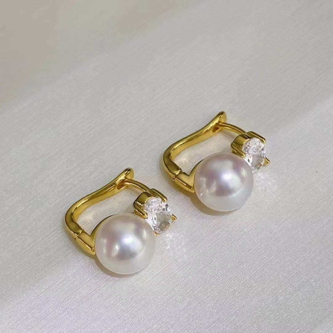 Fashionable New Oval Zircon AA - огляд і ціна Akoya Pearl Stud Earrings Sterling Silver