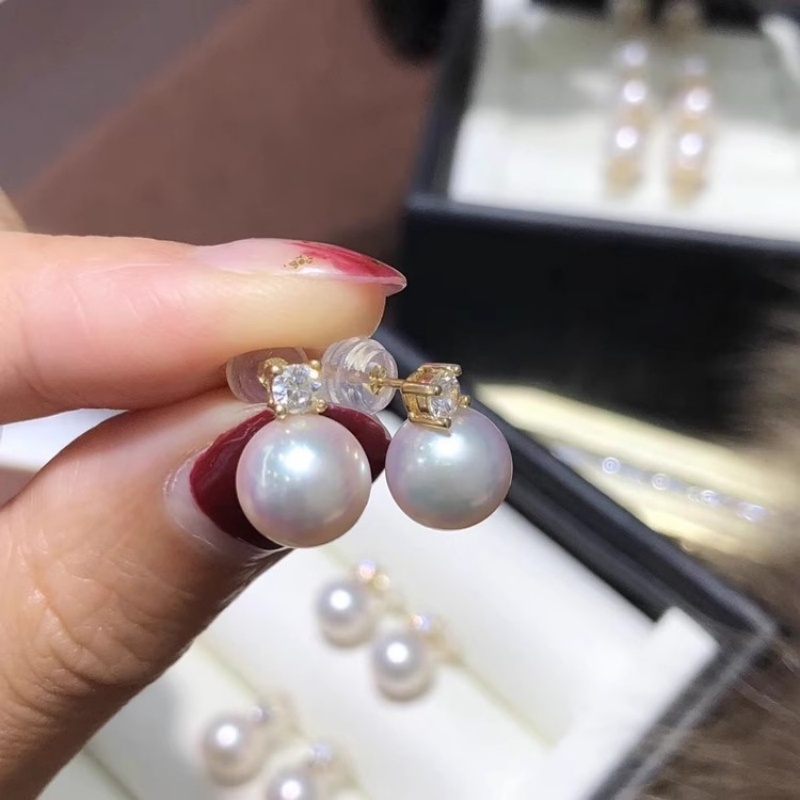 Gorgeous AAAA+ 8-9 mm Japanese - огляд і ціна Akoya Pearl Stud Earrings Sterling Silver