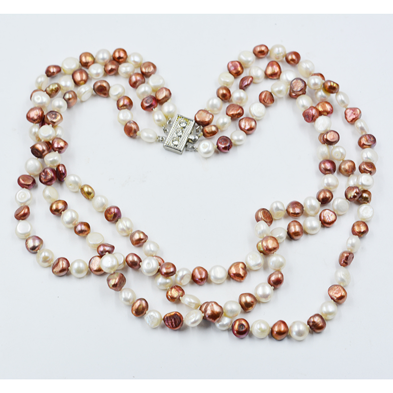 3row 8-9MM natural cultured fr - огляд і ціна Freshwater Cultured Pearl Necklace 8-9Mm