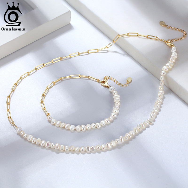 ORSA JEWELS Half Pearl Chain C - огляд і ціна Baroque Pearl Pendant Necklace Gold