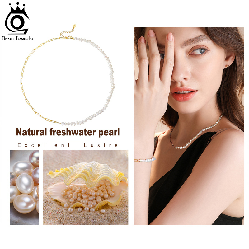 ORSA JEWELS Half Pearl Chain C - огляд і ціна Baroque Pearl Pendant Necklace Gold