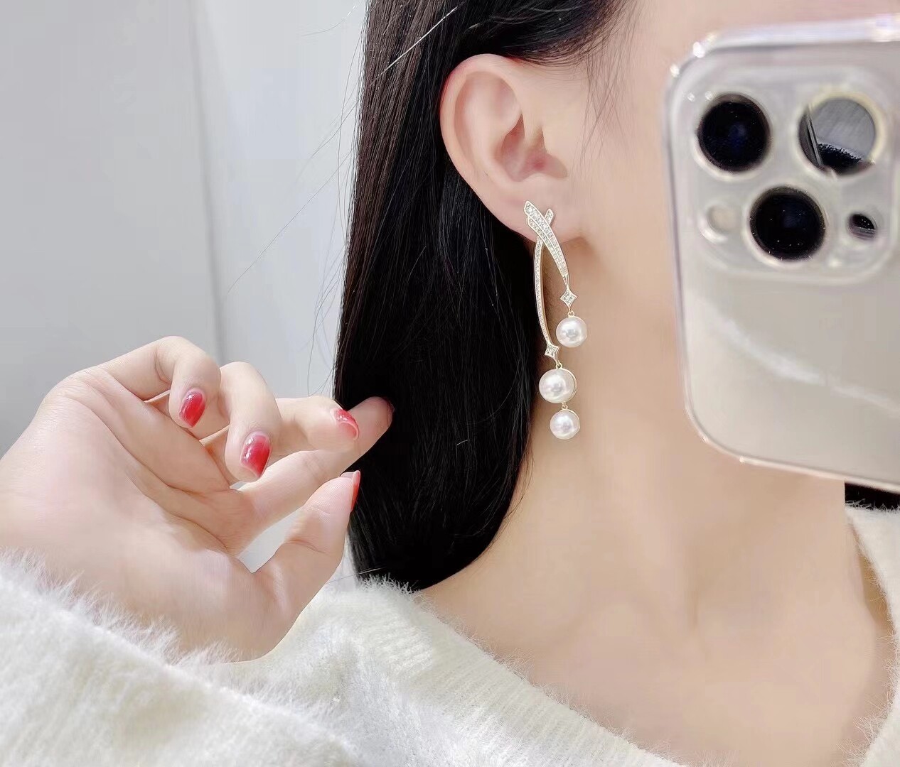 Gorgeous AAA7-8-9mm natural pe - огляд і ціна Akoya Pearl Stud Earrings Sterling Silver