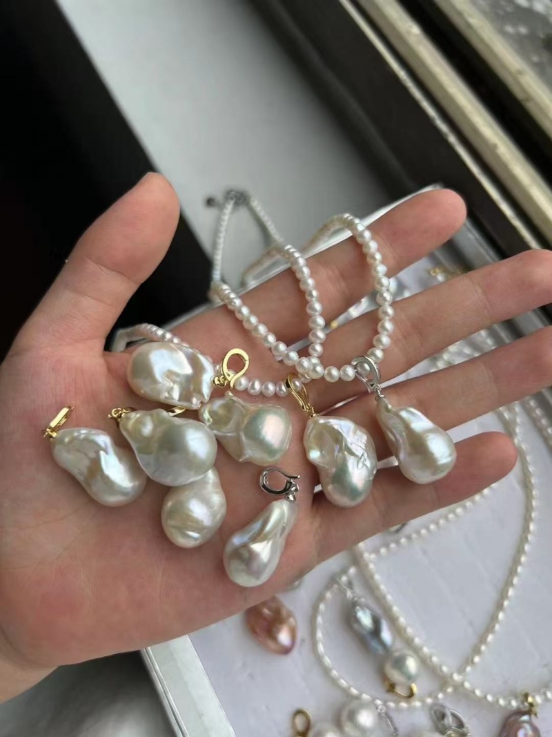 100% Natural Freshwater Big Ba - огляд і ціна Silver Bead Clasps For Pearl Necklace