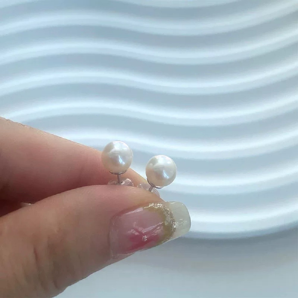 New/New Earrings AAAA6-7mm Nat - огляд і ціна Akoya Pearl Stud Earrings Sterling Silver