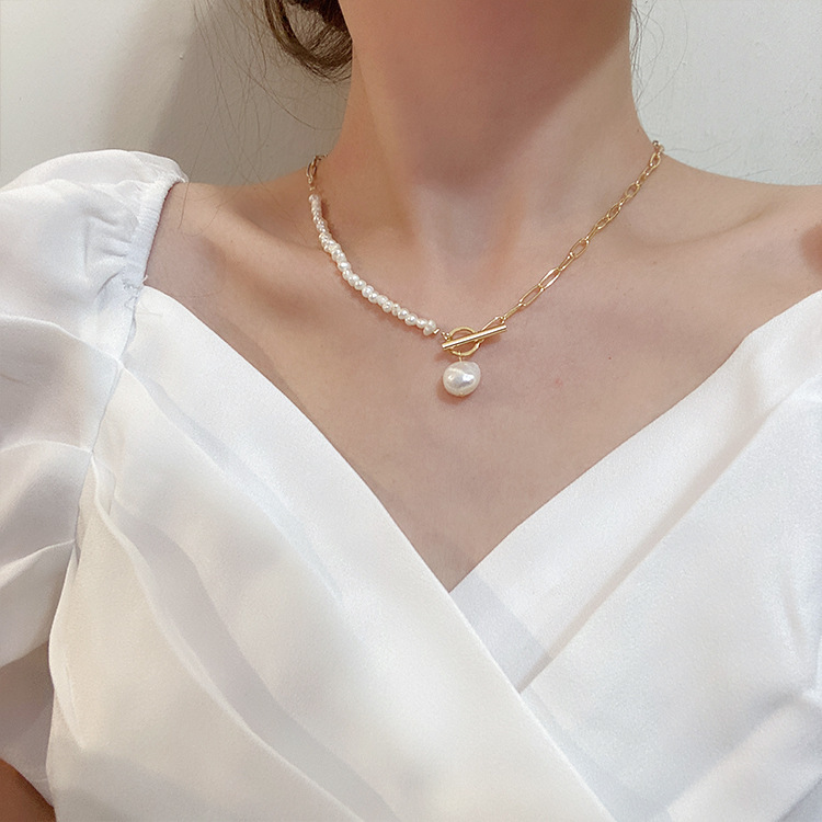 100% Natural Baroque Freshwate - огляд і ціна Baroque Pearl Pendant Necklace Gold
