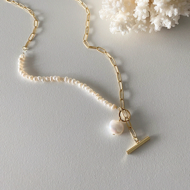 100% Natural Baroque Freshwate - огляд і ціна Baroque Pearl Pendant Necklace Gold