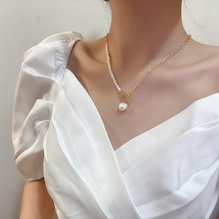 100% Natural Baroque Freshwate - огляд і ціна Baroque Pearl Pendant Necklace Gold