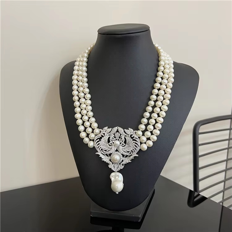 Natural 3 Strands 8-9mm Freshw - огляд і ціна Freshwater Cultured Pearl Necklace 8-9Mm