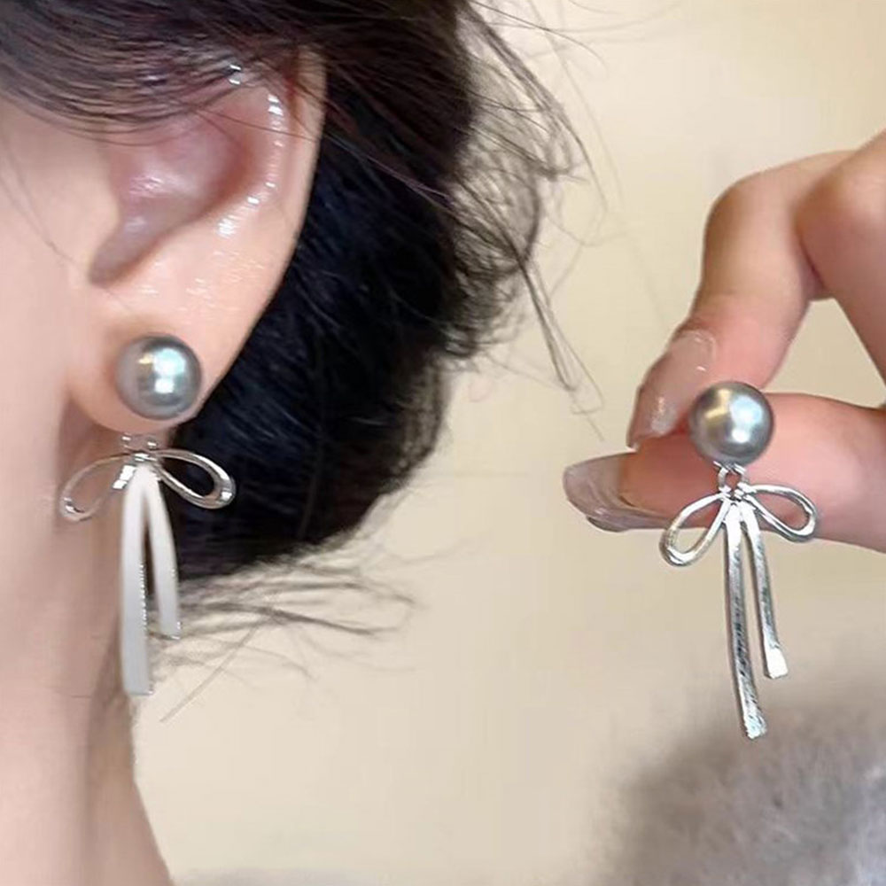 Gray Imitation Pearl Bowknot P - огляд і ціна Silver Bead Clasps For Pearl Necklace