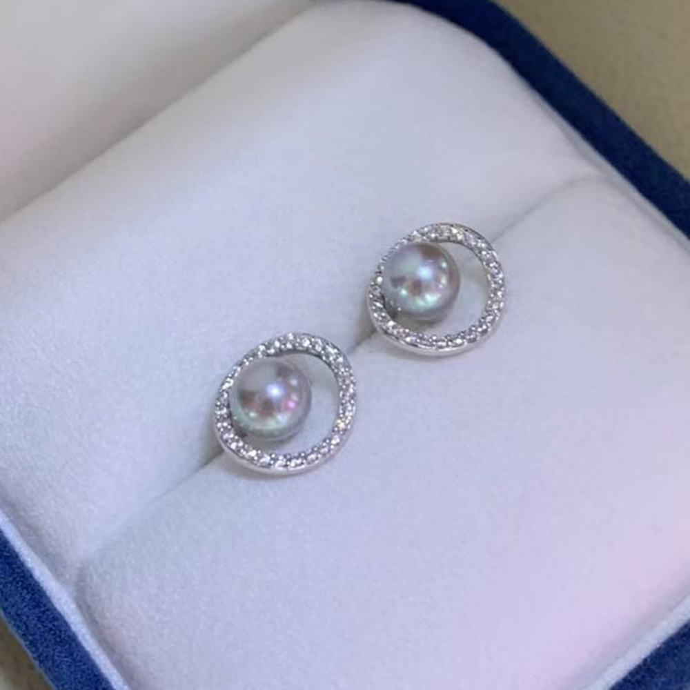 5-6mm Silver Blue Natural Japa - огляд і ціна Akoya Pearl Stud Earrings Sterling Silver