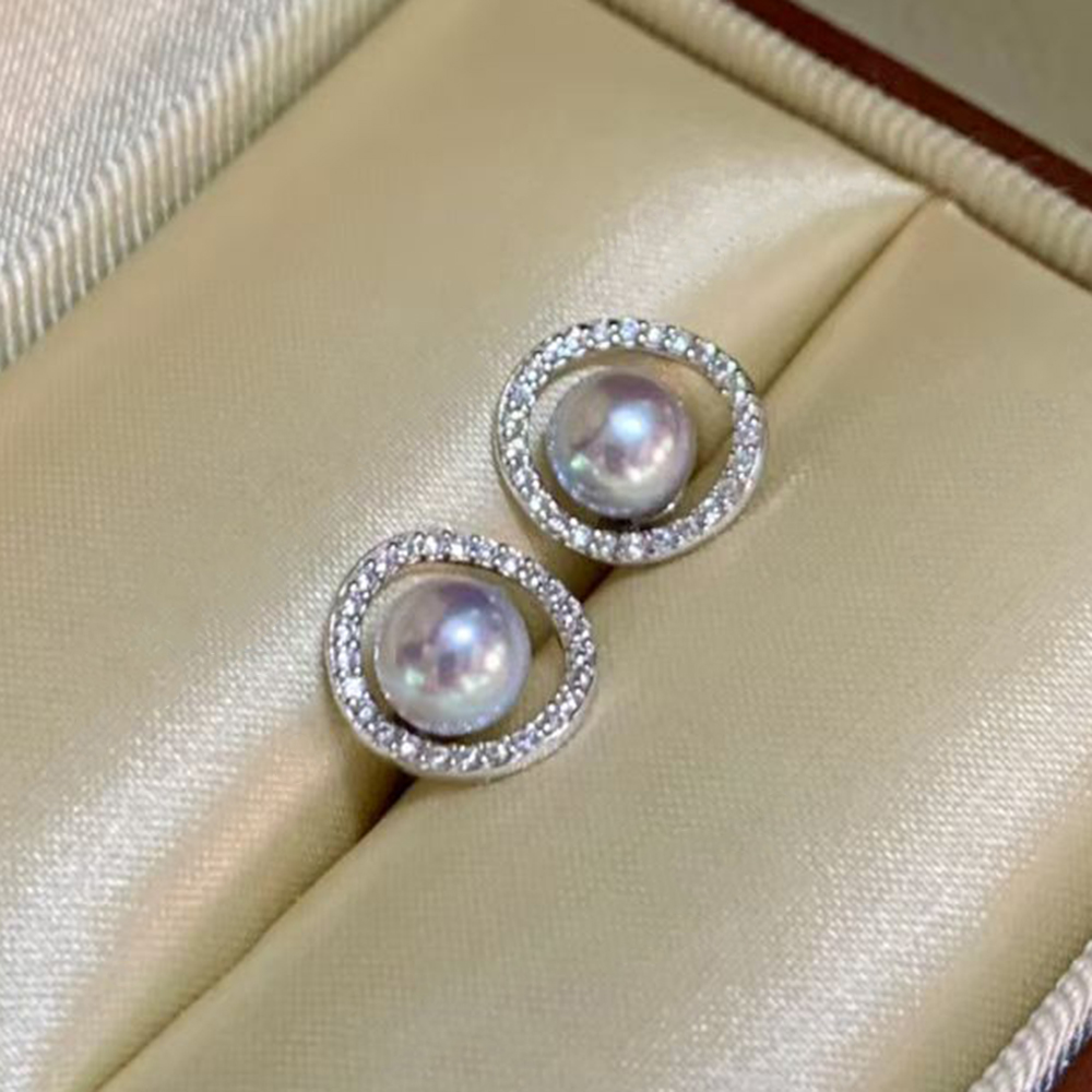 5-6mm Silver Blue Natural Japa - огляд і ціна Akoya Pearl Stud Earrings Sterling Silver
