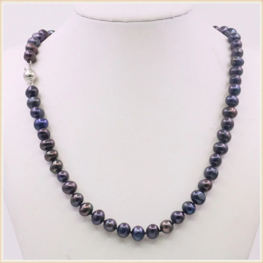 7-8mm Black Natural Fresh Wate - огляд і ціна Silver Bead Clasps For Pearl Necklace