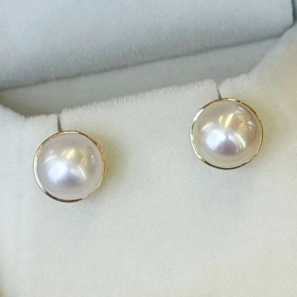 Elegant Semi-enclosed 925 Silv - огляд і ціна Akoya Pearl Stud Earrings Sterling Silver