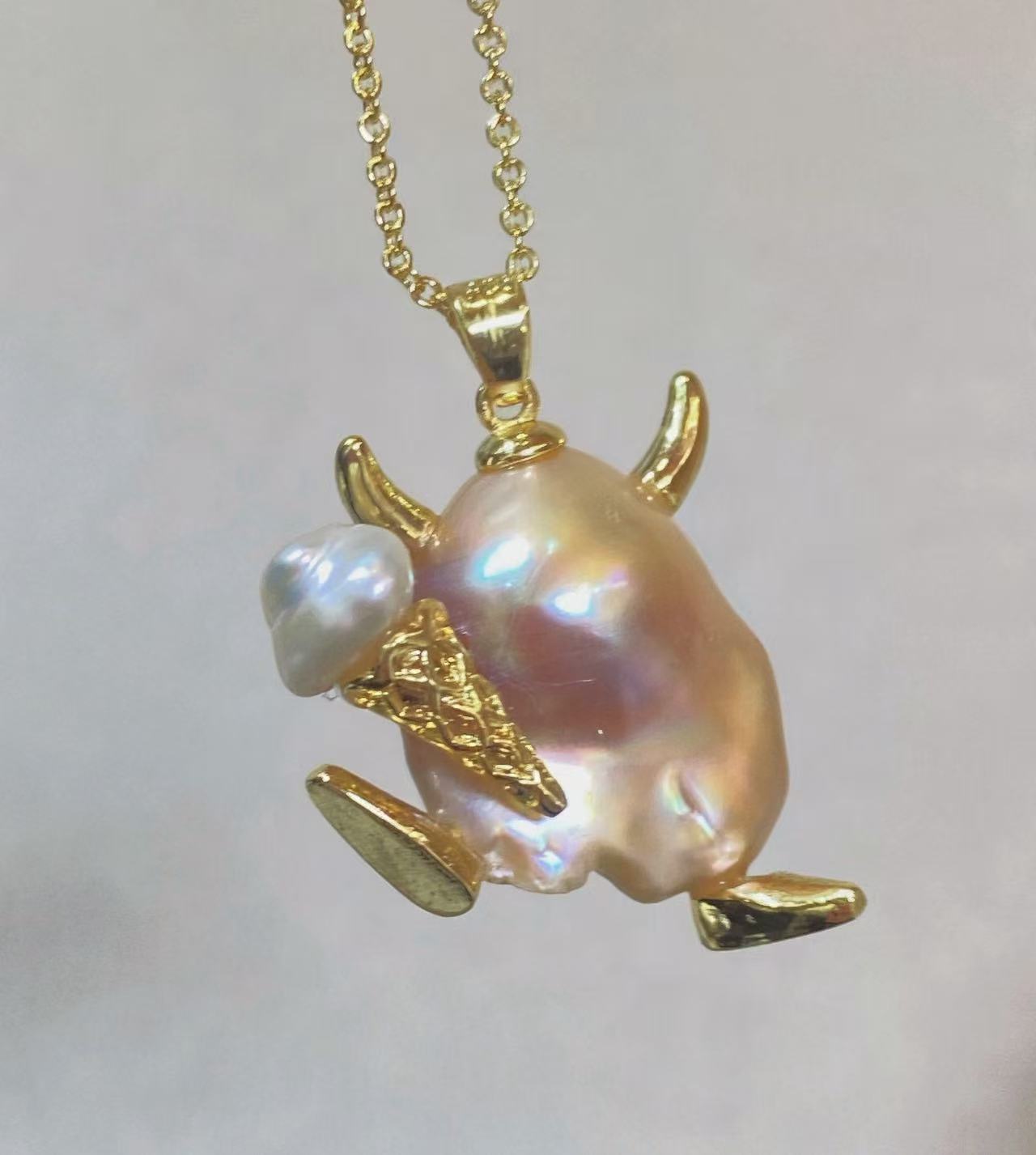 14K Gold Plated Natural Baroqu - огляд і ціна Baroque Pearl Pendant Necklace Gold