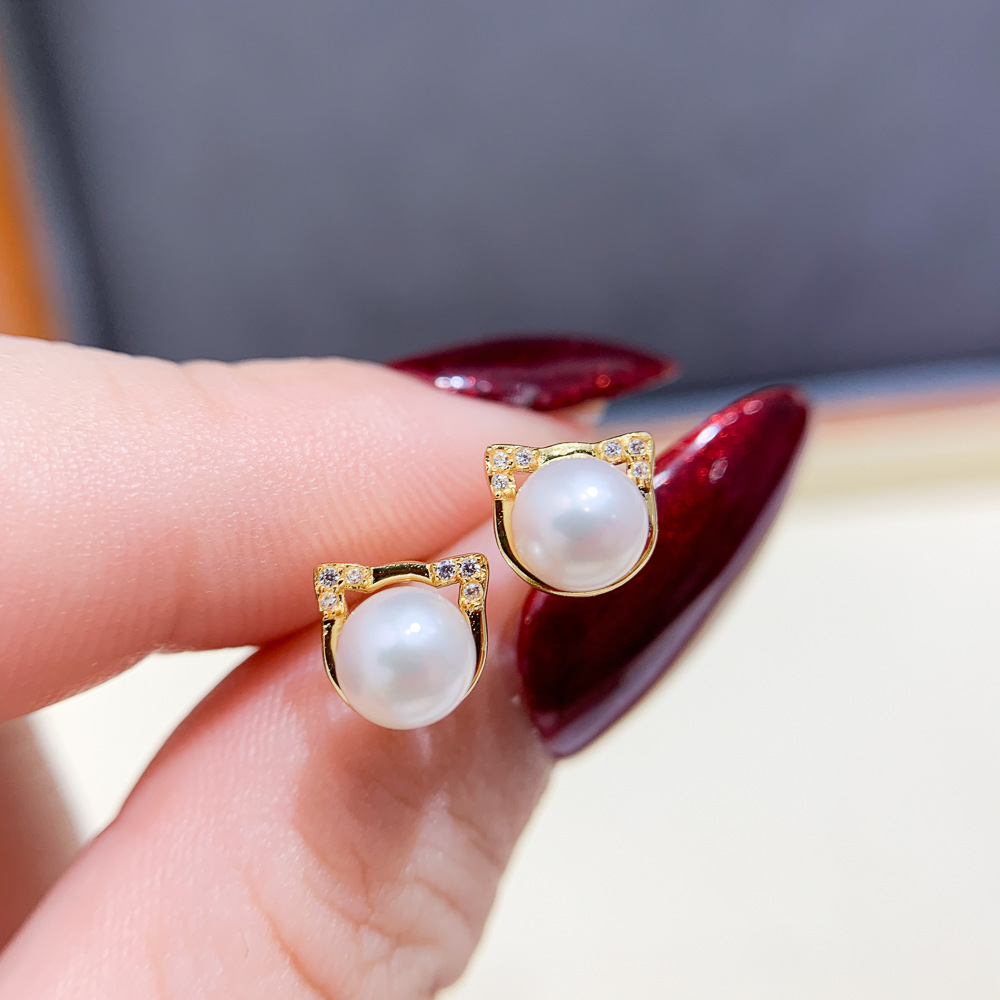 AAAA mini 6-7mm 7-8mm Japan ak - огляд і ціна Akoya Pearl Stud Earrings Sterling Silver