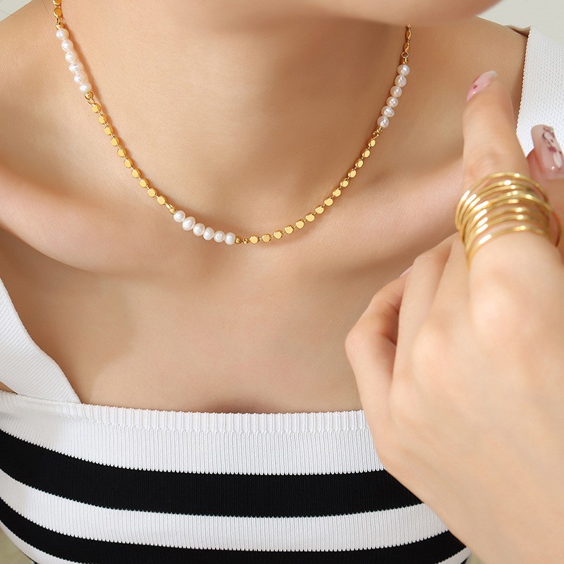 Hot Sell Trendy Flat Gold Bead - огляд і ціна Baroque Pearl Pendant Necklace Gold