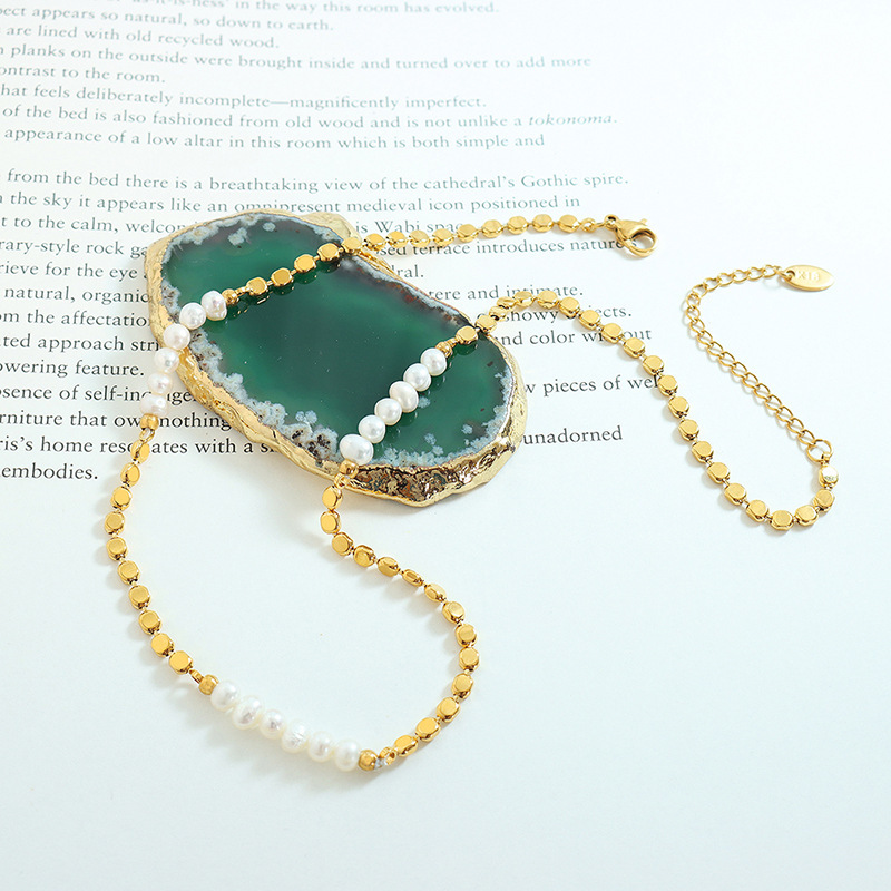 Hot Sell Trendy Flat Gold Bead - огляд і ціна Baroque Pearl Pendant Necklace Gold
