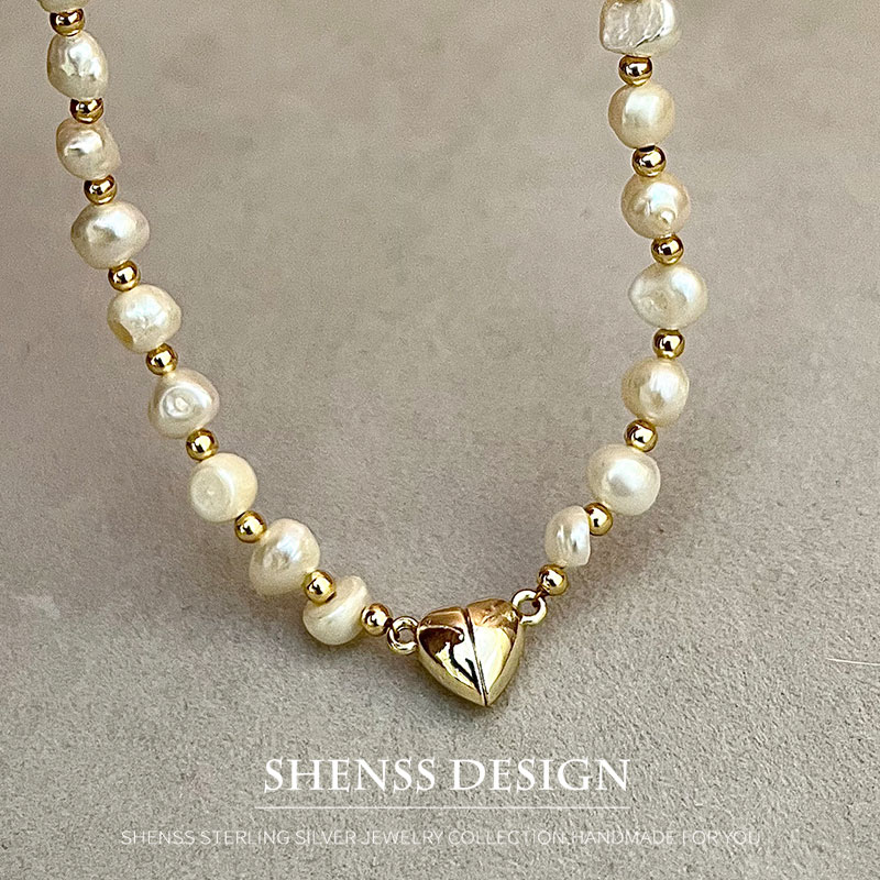 Natural Baroque 5-6mm Freshwat - огляд і ціна Baroque Pearl Pendant Necklace Gold