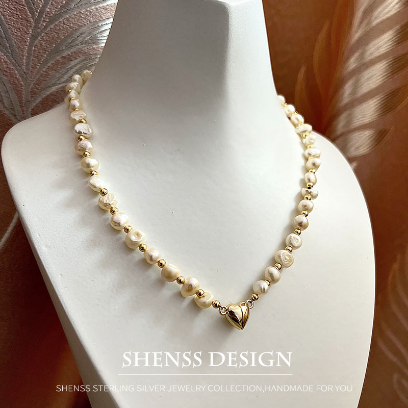 Natural Baroque 5-6mm Freshwat - огляд і ціна Baroque Pearl Pendant Necklace Gold