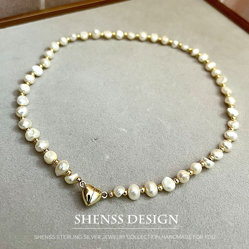Natural Baroque 5-6mm Freshwat - огляд і ціна Baroque Pearl Pendant Necklace Gold