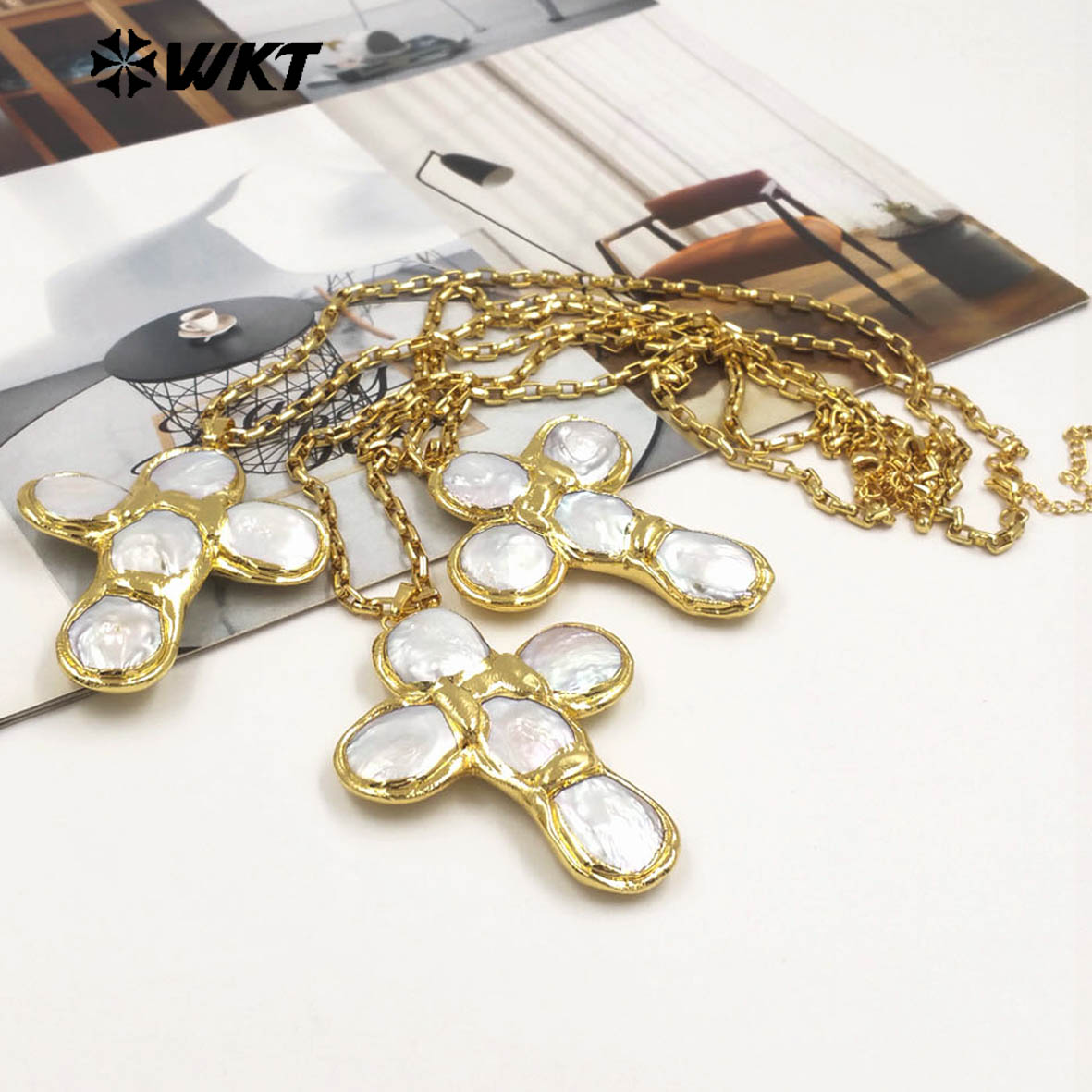 WT-JN349 Newest Design Natural - огляд і ціна Baroque Pearl Pendant Necklace Gold