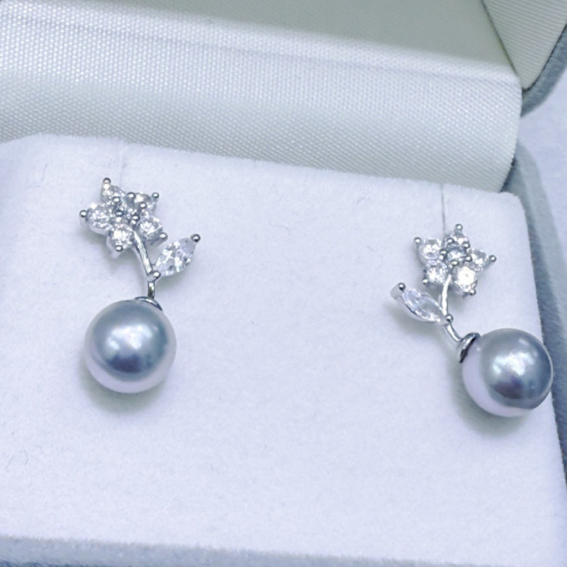 8‑9mm Natural Seawater Akoya S - огляд і ціна Akoya Pearl Stud Earrings Sterling Silver