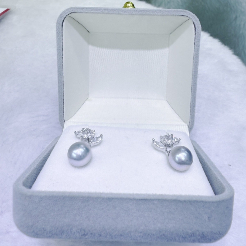 8‑9mm Natural Seawater Akoya S - огляд і ціна Akoya Pearl Stud Earrings Sterling Silver
