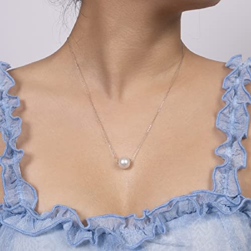 New 925 Sterling Silver Single - огляд і ціна Freshwater Cultured Pearl Necklace 8-9Mm