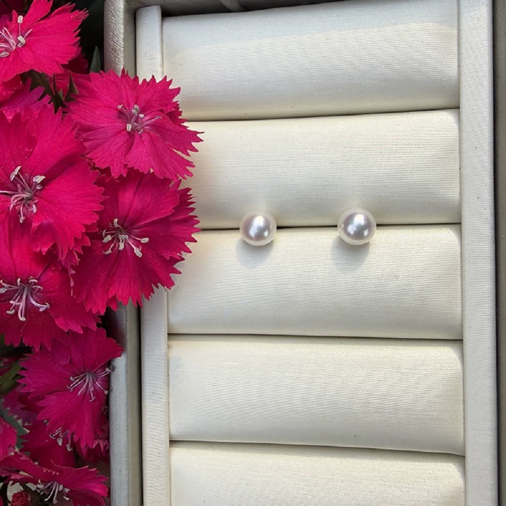 Natural white akoyaAAAA8-9mm p - огляд і ціна Akoya Pearl Stud Earrings Sterling Silver