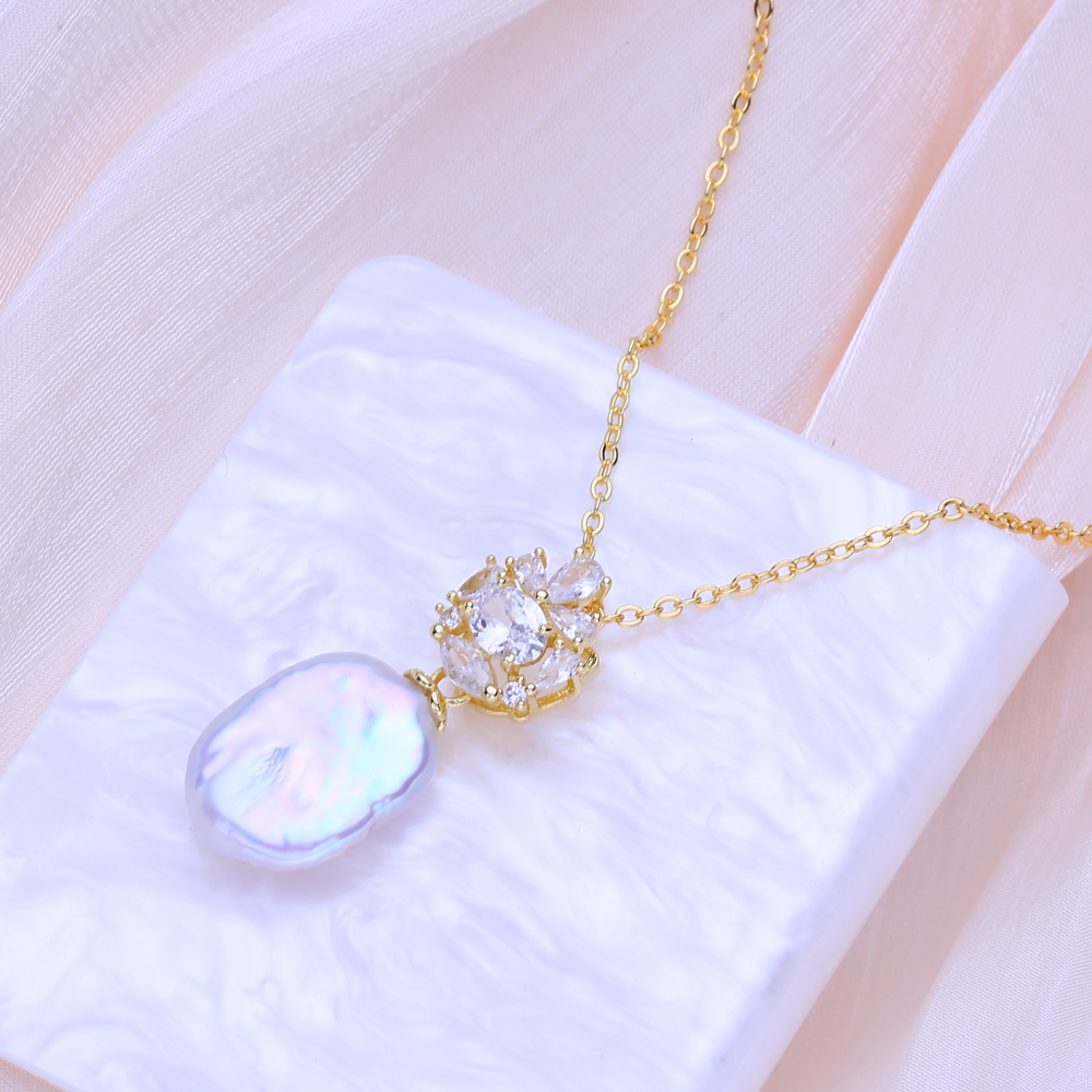FENASY Natural Freshwater Big  - огляд і ціна Baroque Pearl Pendant Necklace Gold