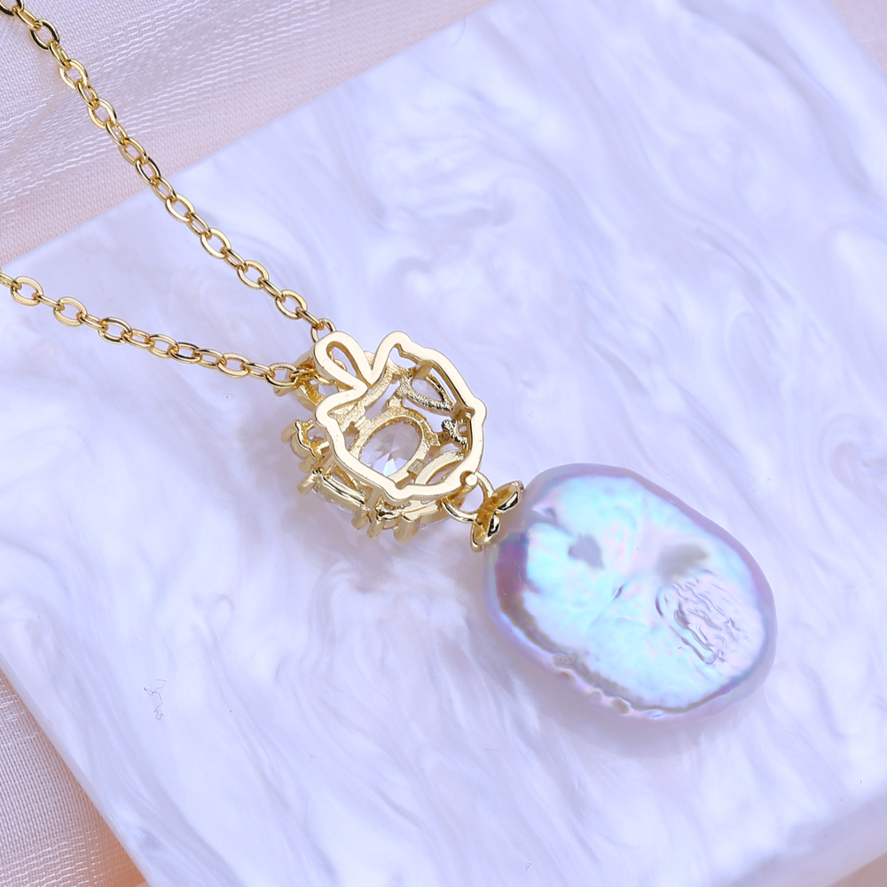 FENASY Natural Freshwater Big  - огляд і ціна Baroque Pearl Pendant Necklace Gold