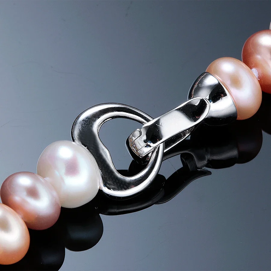 YWYC 7-10mm Bread Bead Freshwa - огляд і ціна Silver Bead Clasps For Pearl Necklace